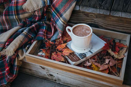 autumn cocoa and book